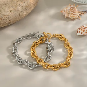 MW Women's Minimalist Fashion 18K Gold-Plated Stainless Steel Bracelet, Tarnish-Resistant & Waterproof