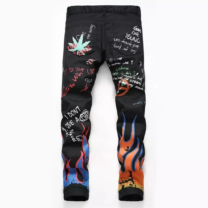 jeans with black flames