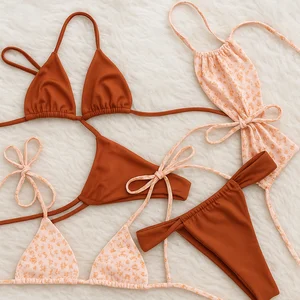 2026 Custom Luxury Halter String Micro Bikini 2-Piece Thong Swimwear Set Quick Dry Breathable