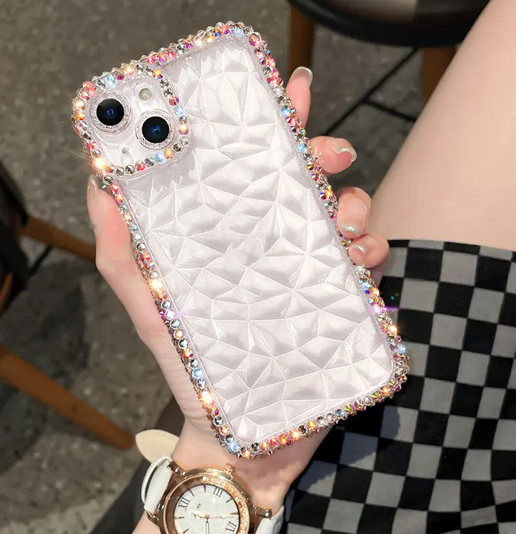 Cute Bling Crystal 3D Diamond Gems Mobile Phone Cases for iPhone 14 13 12 11 Pro Max XS XR X 7 8 Plus SE 2020 Diamond Covers