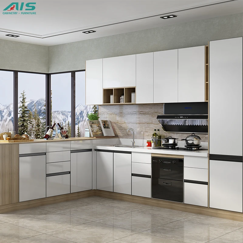 AIS Modular Furniture Designs Modern Kitchen Cabinets Full Set Kitchen Furniture Small L Shaped Wood Melamine Cabinet Kitchen