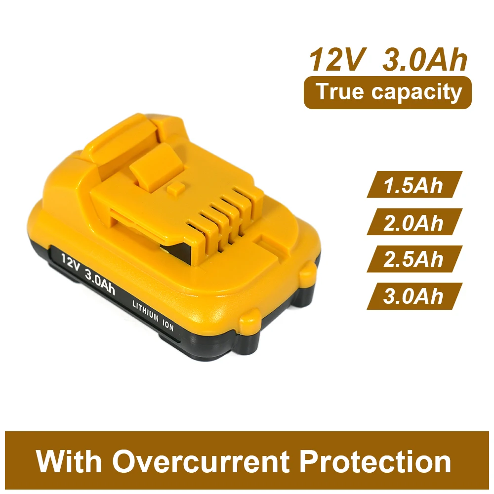 2025 New Product 12V Power Tool Electric Drills Battery 1.5Ah-6Ah Lithium Battery for DeWalt Power Tool Electric Drills