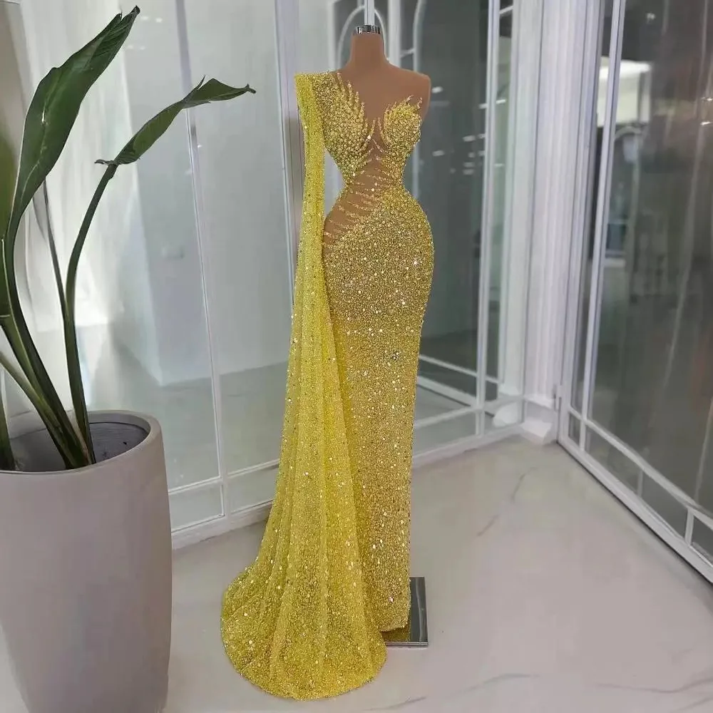 open lace back dress Custom Made Off Shoulder Golden Lace Ball Gown, Golden Formal Dresses, –  jbydress main image 0