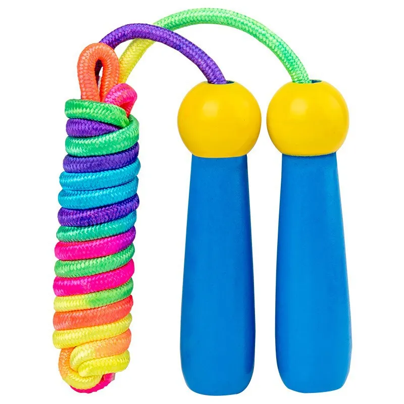 Corde à Sauter Enfant Réglable - Poignées Bois Licorne Et Corde Coton
