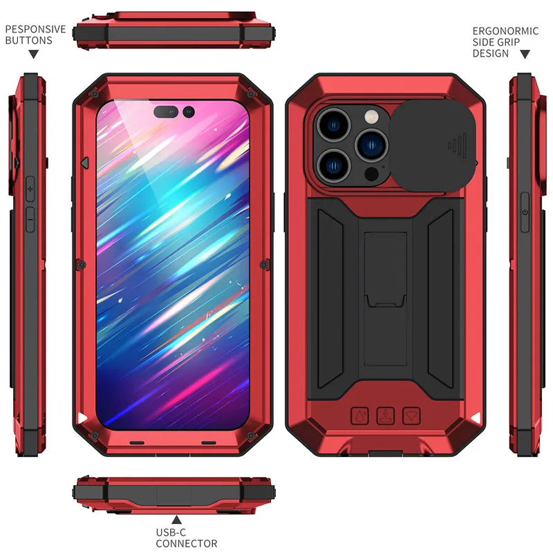 Custodia Per IPhone 14 Plus/14 Max – Antiurto Con Protezione Scorrevole Per Fotocamera – Rossa