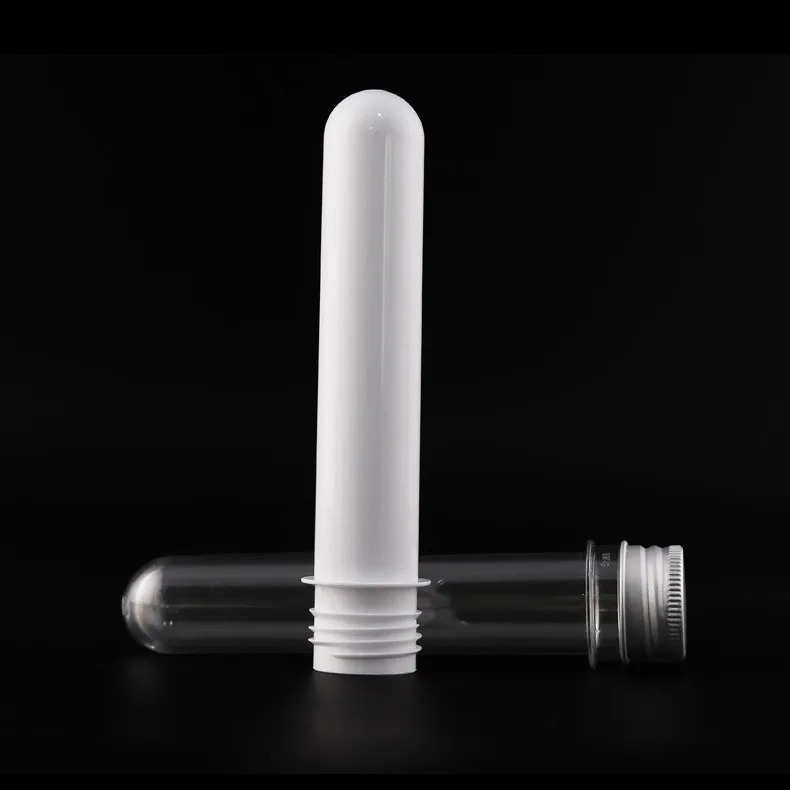 High Quality 30ml 45ml 50ml 100ml PET Plastic Transparent White test Tube with Silver Gold Screw Cap in Stock