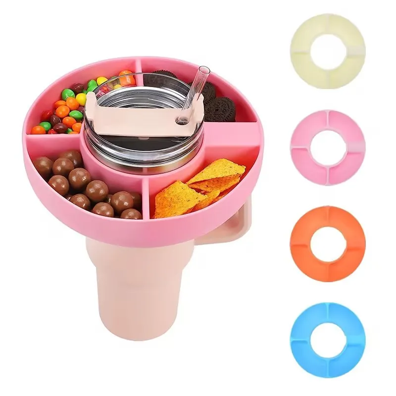 New Design 4 Compartment Reusable Snack Bowl Cup Accessories Silicone ...