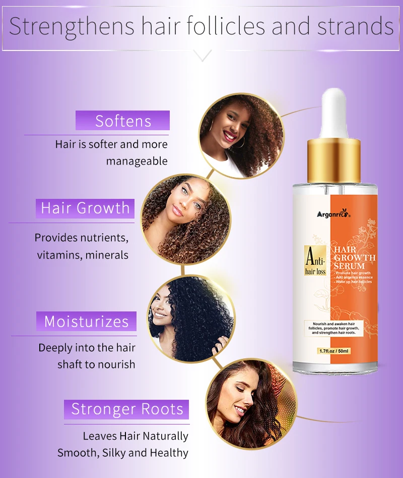 Customize Private Label Natural Essential Argan Oil Hair Loss Treatment Hair Growth Oil Growth Serum