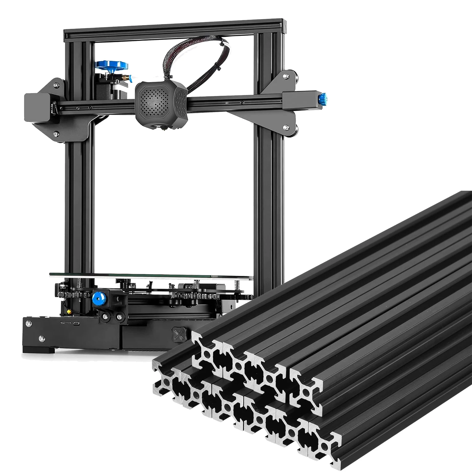 T Slot 4040 Aluminum Extrusion Profile 23.6'',European Standard Anodized Linear Rail for 3D Printer Parts and CNC DIY Black