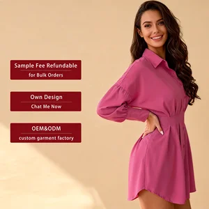 Wholesale Women's Clothing Solid Color Lantern Sleeve Casual Dress Summer Dress Women's Elegant Dress