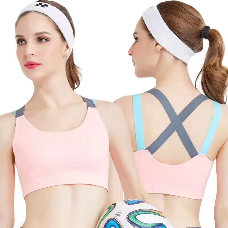 Sports Bra Women Wireless Cross Back Nylon Yoga Bra Shockproof