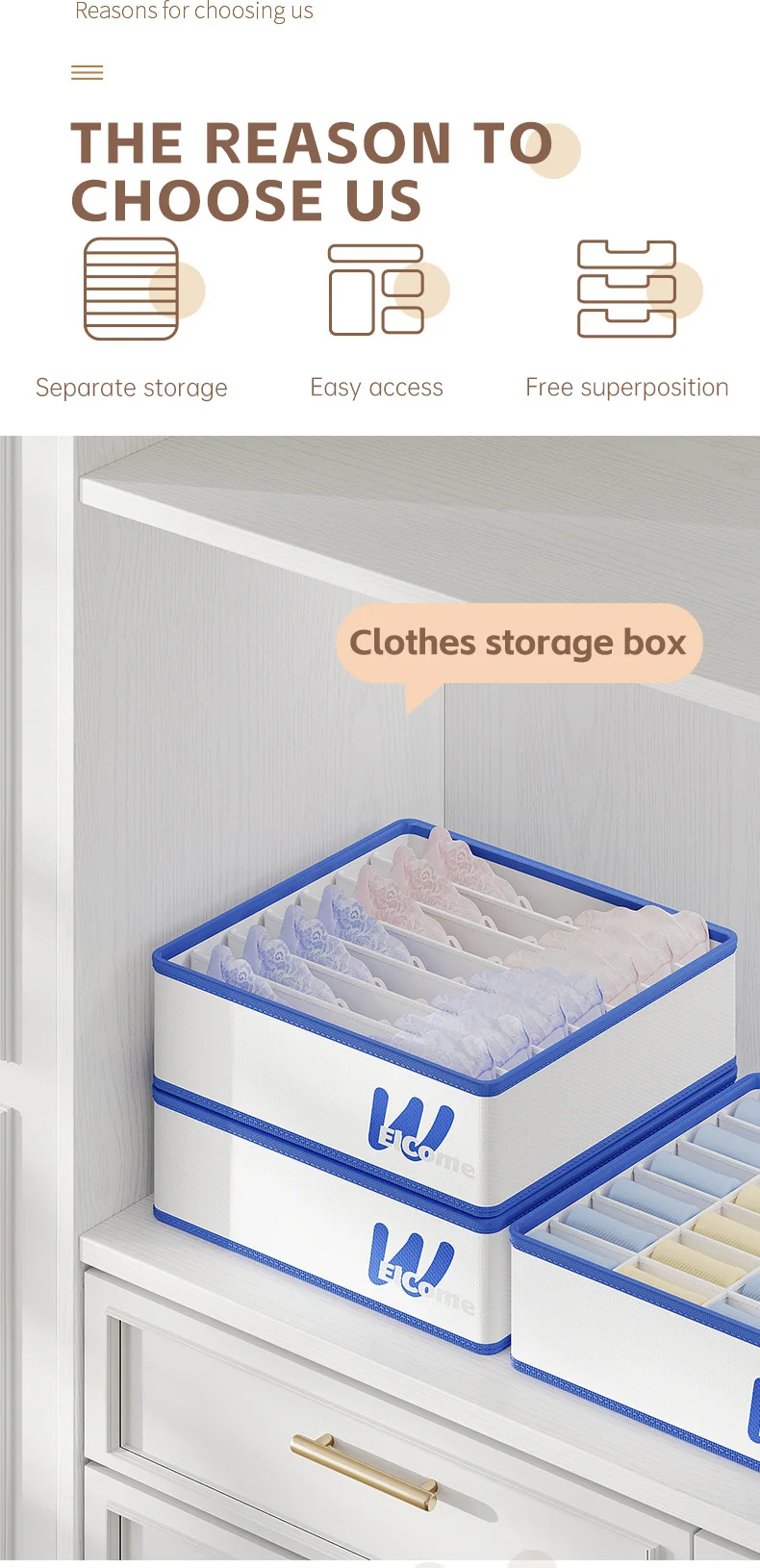 Household Hot Sale Clothes Organizer Washable Wardrobe Drawer Organizer For Clothes Jeans Closet Storage Bins