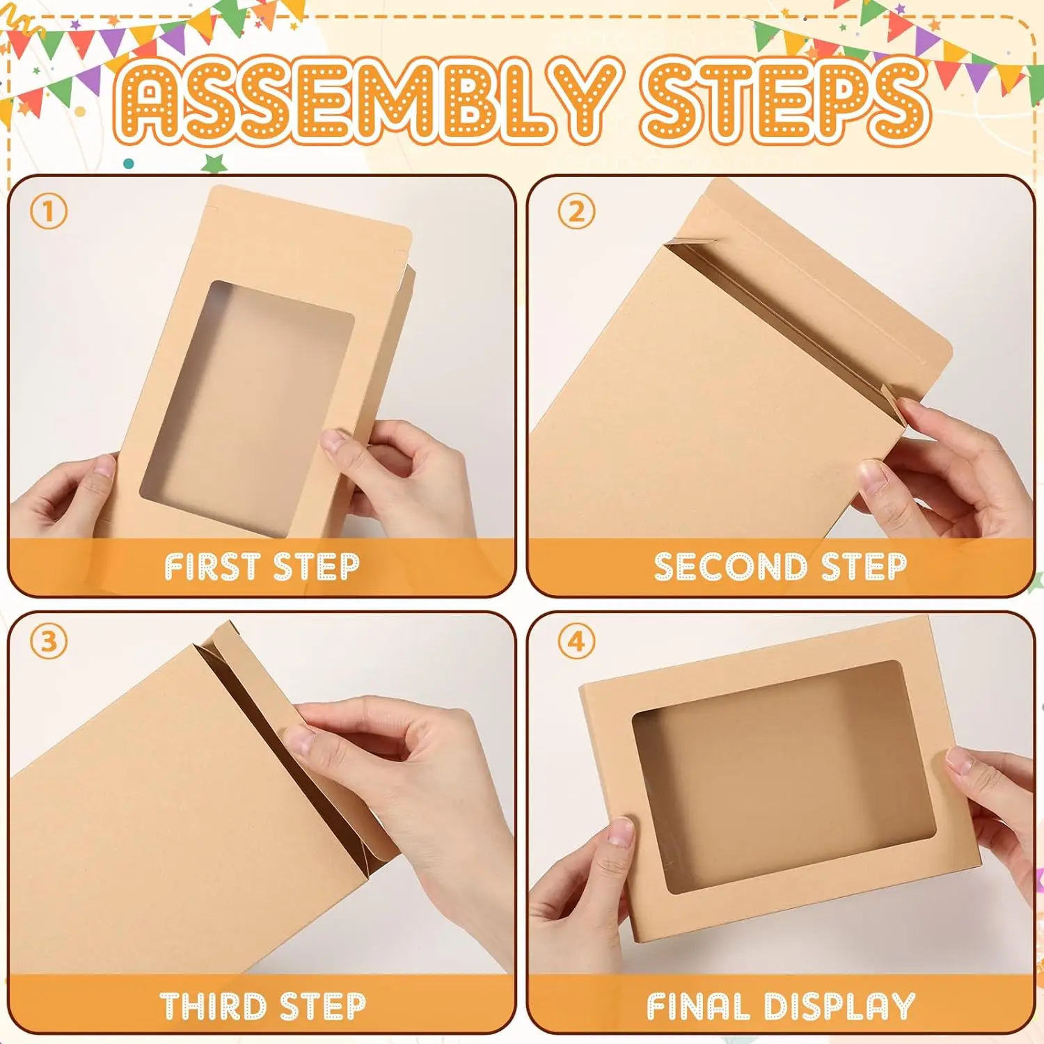 Custom Greeting Card Storage Box Kraft Paper Box with PVC Transparent Window Applicable Bulk Frame Photo Storage Box