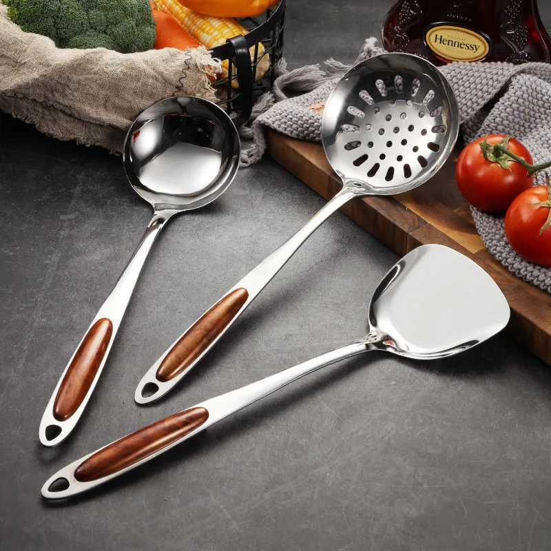 Stainless Steel Cooking Tool Set Frying Shovel Rice Soup Spoon Colander Meat Fork Non Stick Kitchenware Kitchen Accessories