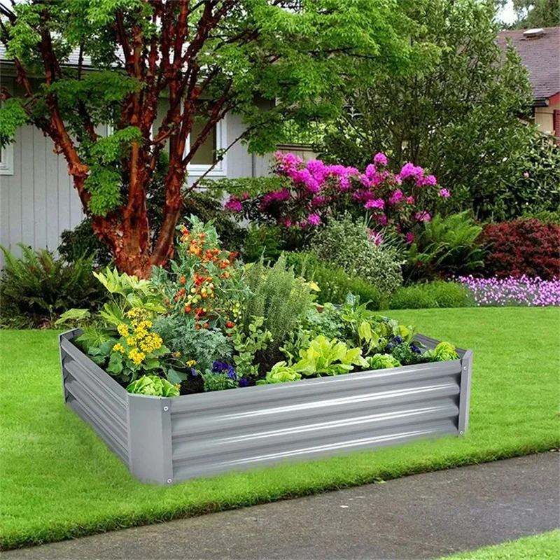 Galvanized Metal Rectangle Raised Garden Bed Metal Garden Planter Box ...