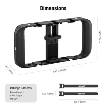 NEEWER Smartphone Video Rig Phone Video Stabilizer Grip Vlogging Cage with Cold Shoe Tripod Mount detail image