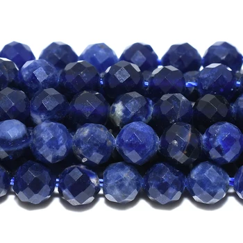 Natural Sodalite Faceted Round Beads 4mm For Jewelry Making