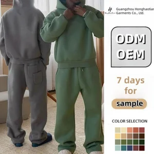 Custom 500GSM Heavyweight 100% Cotton French Terry Sweats Sets Hoodie Jogger Sweatshirt Sweatpants and Hoodie Set Sweatsuit Men