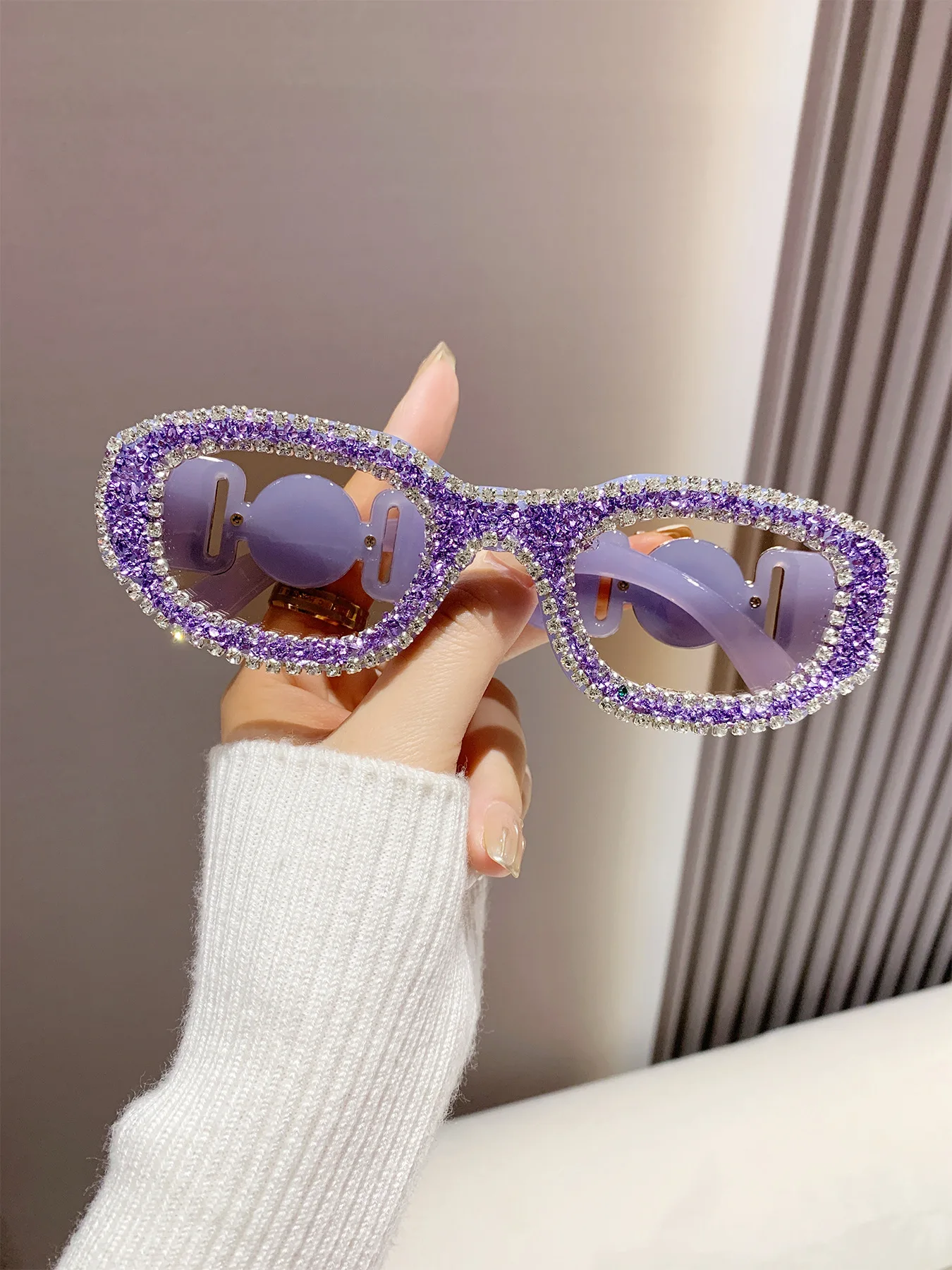 Shop Our Custom Logo Summer Purple Pink Shiny Sunglasses display picture 3
