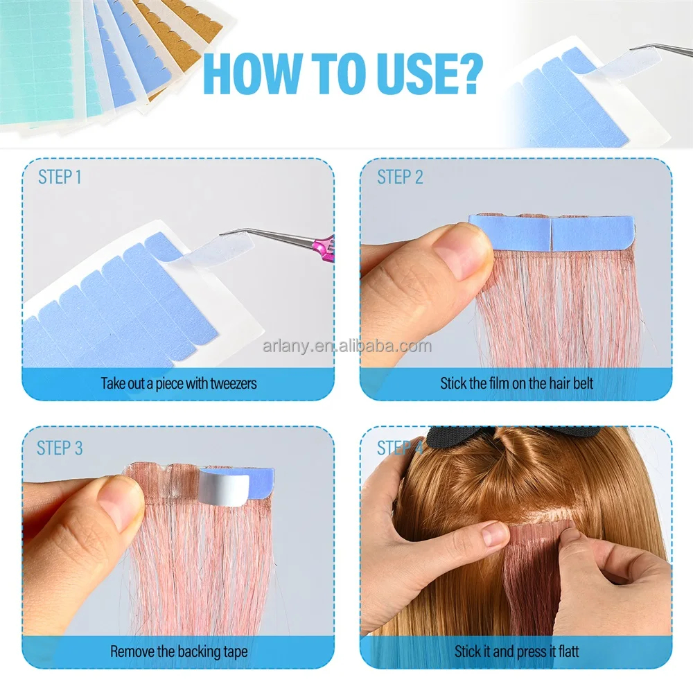 Arlany Custom Logo Pre Cut Hair Extension Tape Tabs Double Sided