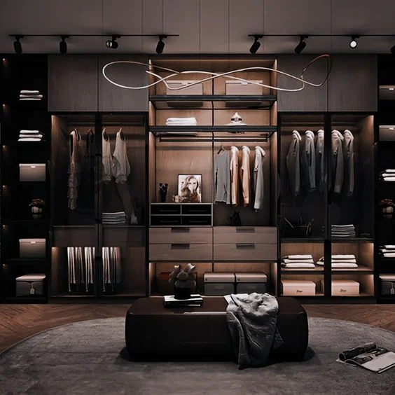 Modern Design European-style with Mirror Living Room Cabinet Glass Door Locker Walk-in Closet Cabinet with Island