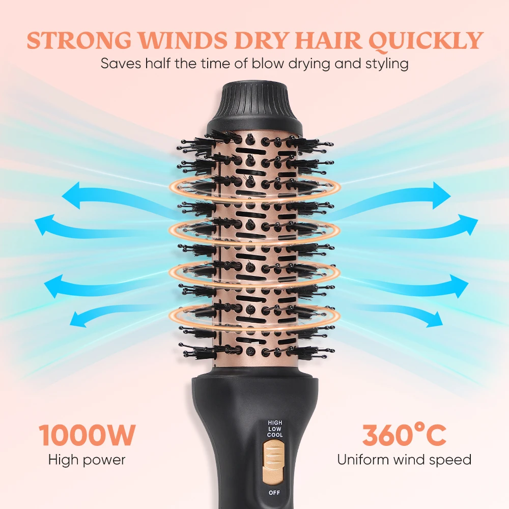Professional Heat 1000W Portable One-Step Hair Dryer and Styler Portable  Blow Dry Styling Hot Air Brush Mini Hair Dryer Brush