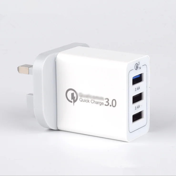 Универсальный 3 порта USB зарядное устройство QC 3,0 и 5V 2.4A штепсельная вилка британского стандарта Портативный USB зарядное устройство адаптер, для быстрого настенного зарядного устройства для Samsung S8 S9