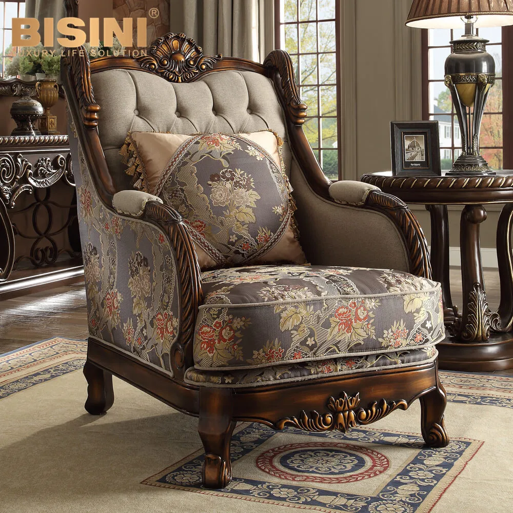 アメリカンスタイルの木製彫刻リビングルーム断面ソファセットと