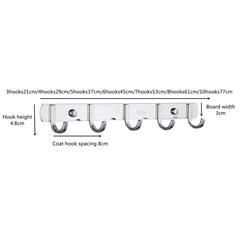 Durable Stainless Steel Wall Mounted Coat Rack Hook Hooks Design