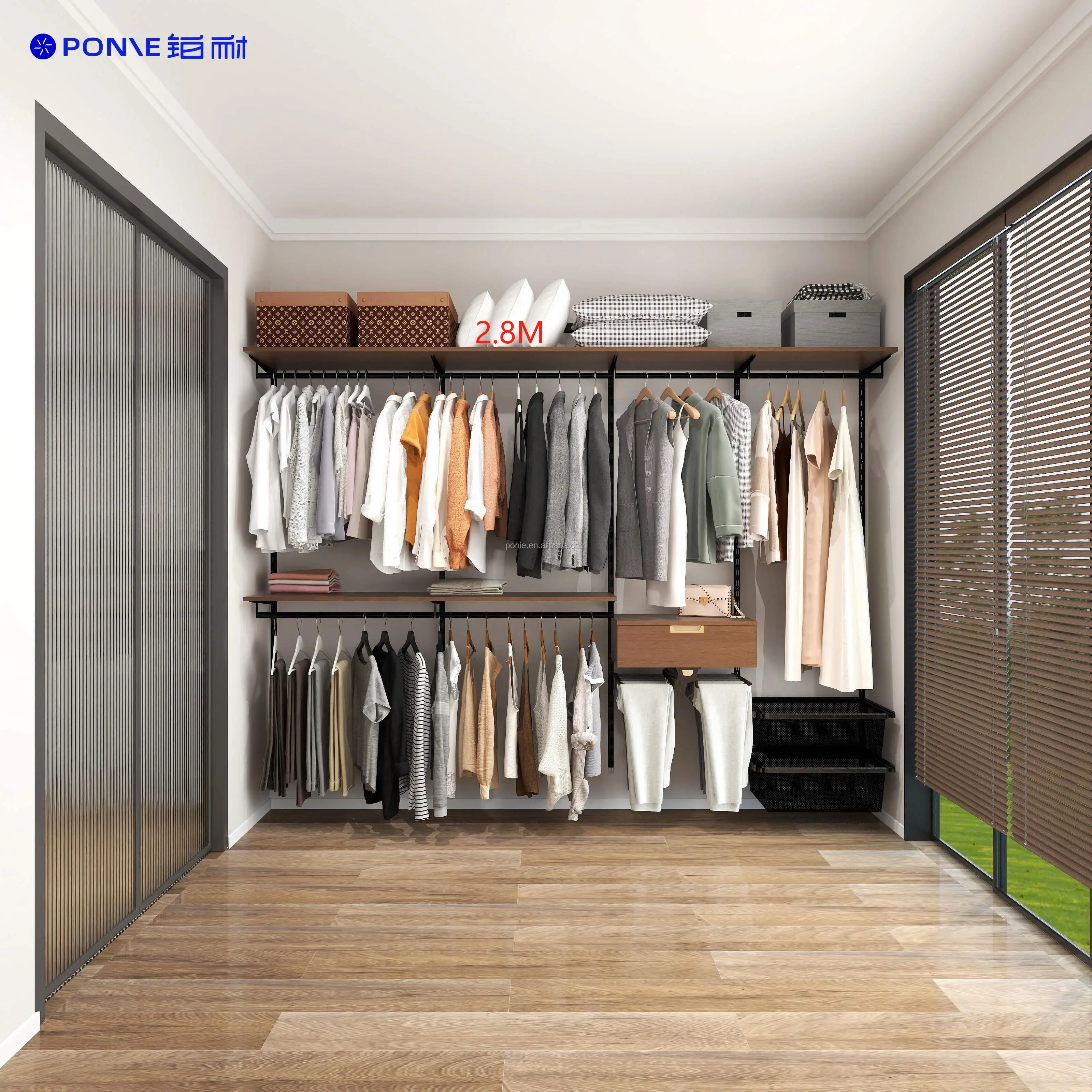 Factory Customized Large Solid Wood Wardrobe Basket Shoe Rack Storage Cabinet Metal Frame with Door and Lock for Home Villas