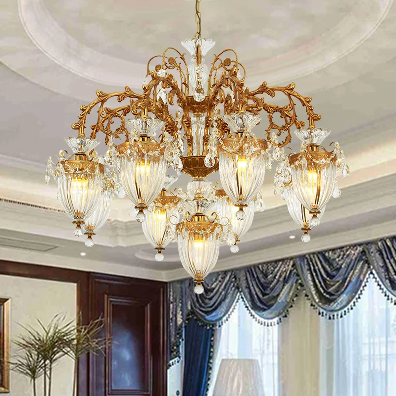 Jewellerytop European Classical Lighting Moroccan Style Pendant Light Antique Brass Stairwell Chandelier for Staircase