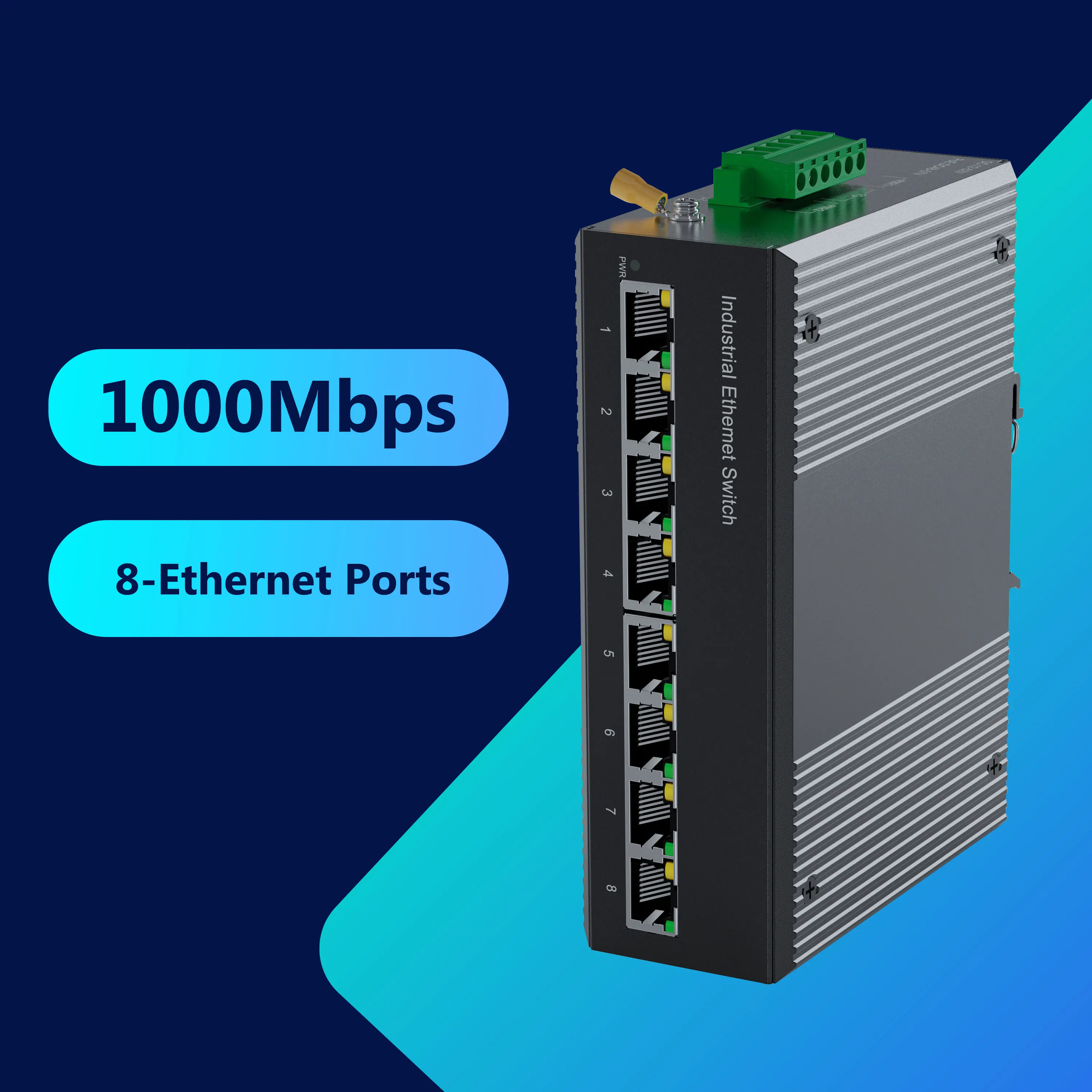 8 RJ45 Ports 16G Backplane -40~85℃ Wide Temperature DIN Rail Mount Industrial Unmanaged All-Copper Gigabit Switch