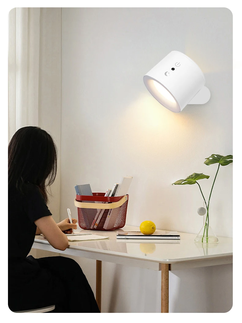 Wireless Round Cob Wall Lights Lamp 360 Rotating Magnet Fixation bedroom Stairs Hallway Kitchen Wall Light Inside Battery