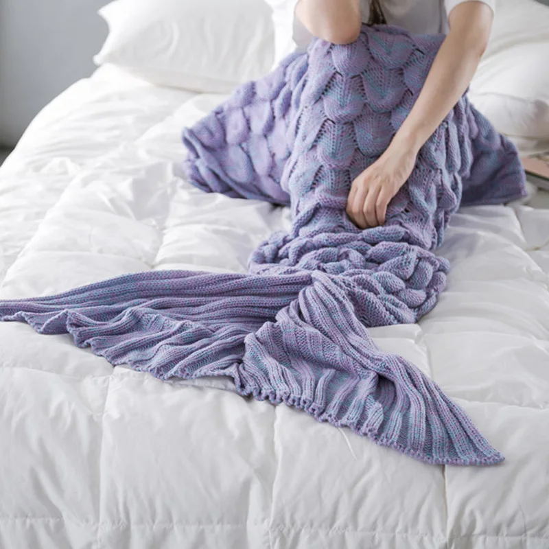 product wholesale  same style  cartoon cute for baby room decorative  knitted mermaid  blanket-59