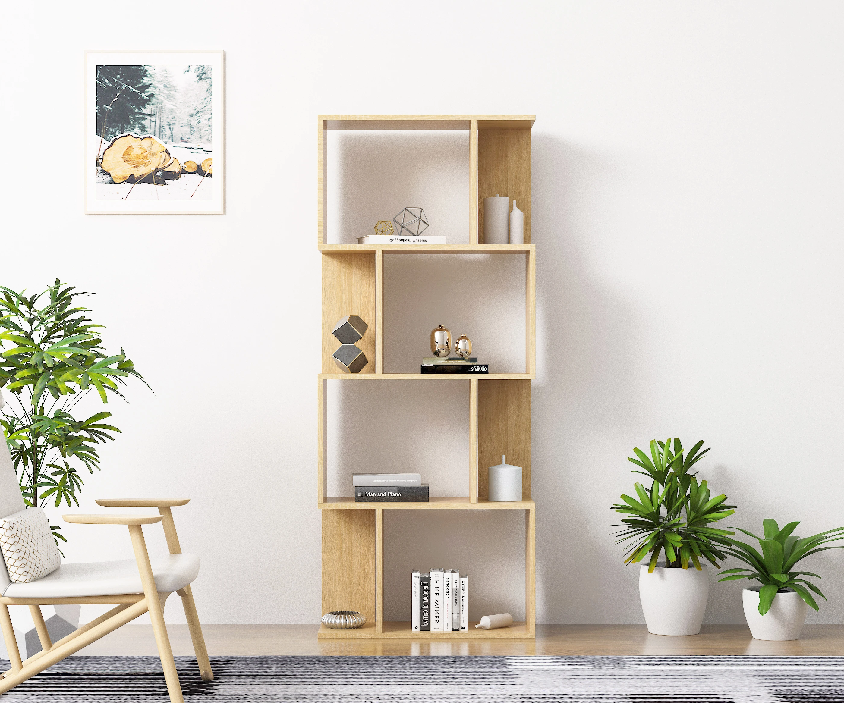 Library White Oak Wood Bookcase Custom Library Bookshelves Small Bookshelf for Sale Modern Shelving