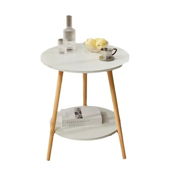 Small Desk Bedroom Sit on the Light Luxury Coffee Table Simple Small Wooden Table Round Table
