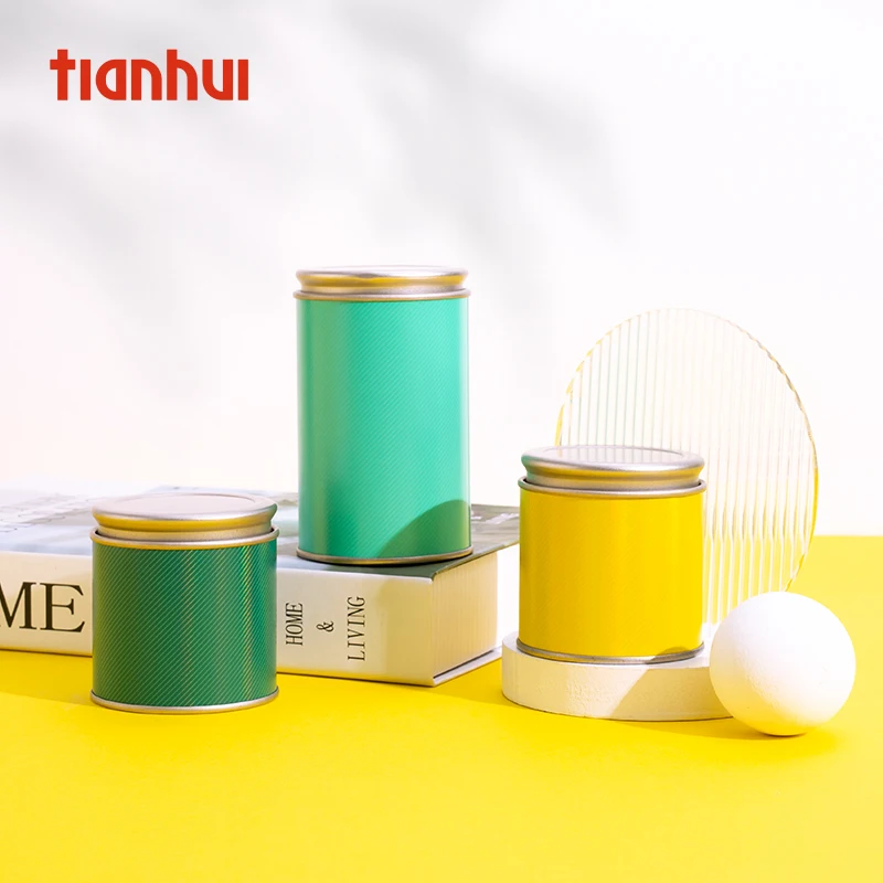 Tianhui Customized Composite Canister with Double Lid Tea Can Eco-friendly Packaging for Coffee Powder Tea Tin