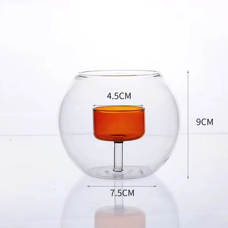 Hand Blown Round Clear Colored Borosilicate Glass Bowl Vase Floating Candle Holder Bowl for Home Wedding Party Decoration