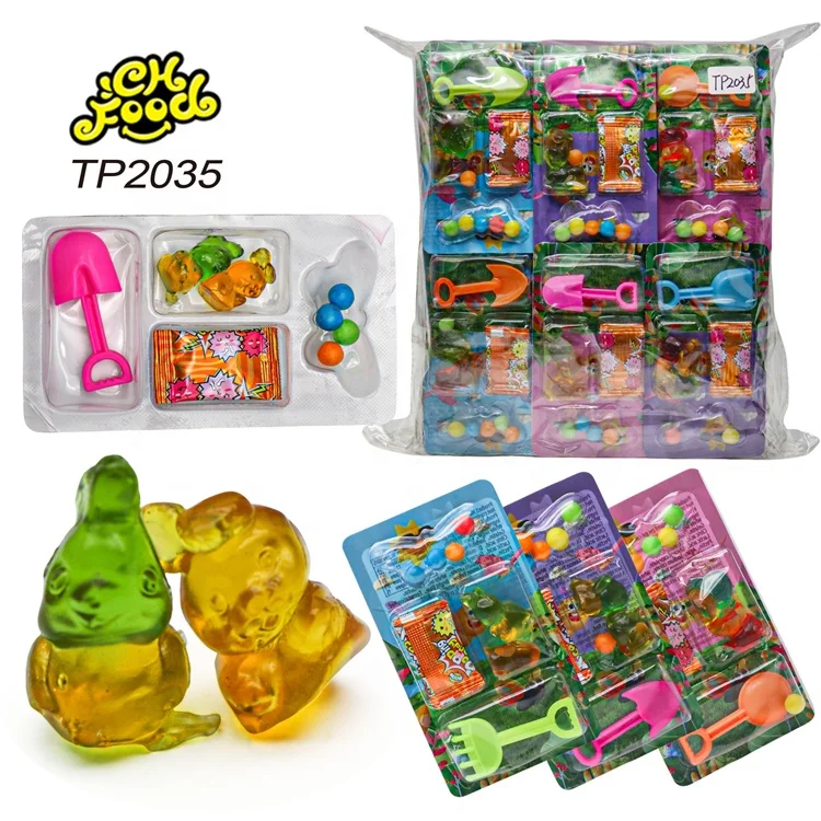 4in1 Gummy Candy with Popping Candy Puffed Candy and Mini Plastic Toy for Kids