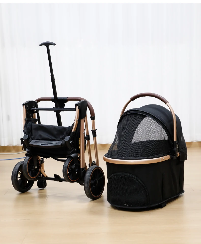 New Stroller Pet Outing Dog Outdoor Car One Button Folding Double Stroller Pet Double Stroller Handbag details