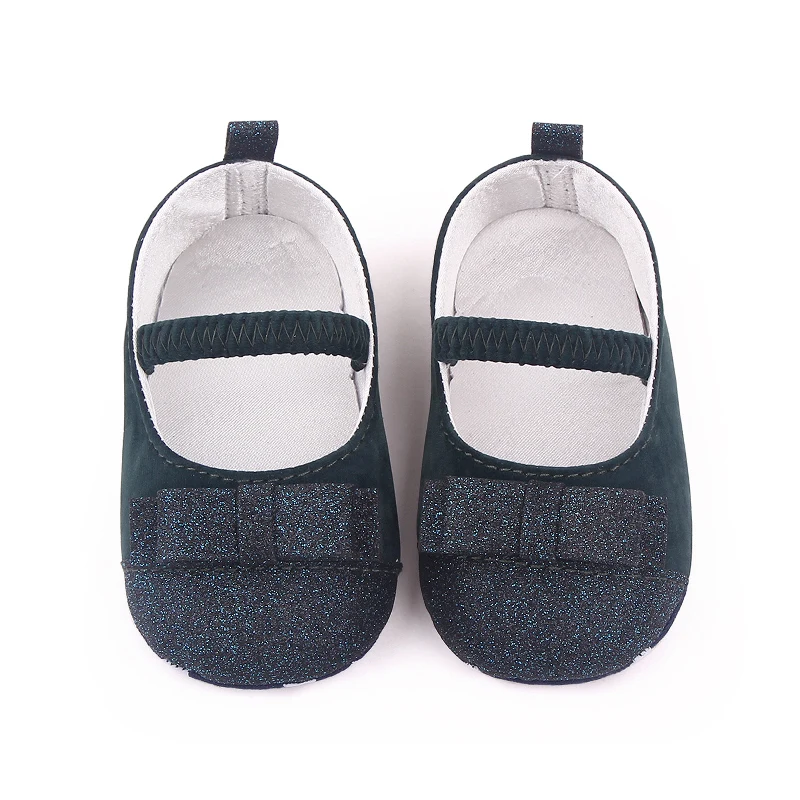 New Arrival Bling Glitter PU Material Soft Sole Baby Newborn Infant Girl Shoes manufacture