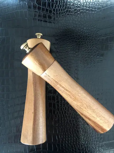 manual acacia wood adjustable coarseness salt and pepper grinder