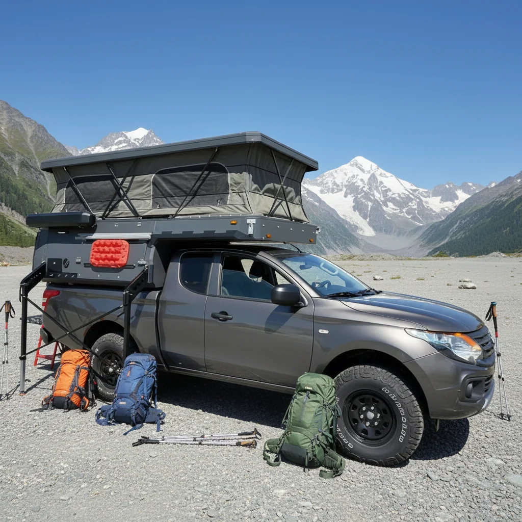 Xe cắm trại mini 4WD QC Overland có thể gập gọn, nhẹ, lắp trên thùng xe tải – Mô-đun du lịch dạng trượt theo tiêu chuẩn Úc