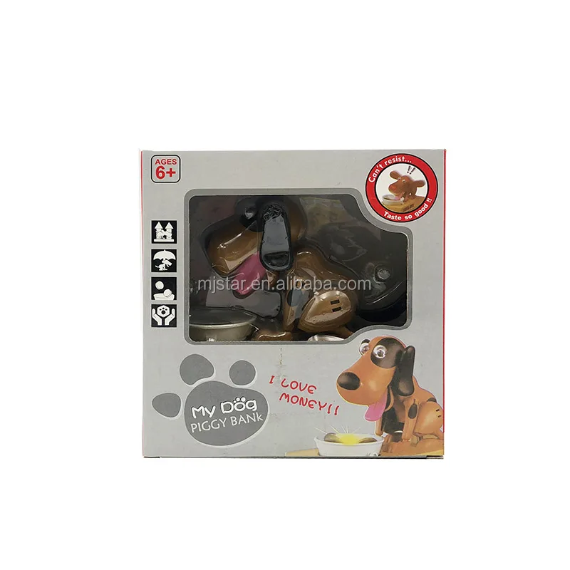 Funny Battery Operated Automatic Saving Coin Doggy Eating Money Dog Choken-bako Bank Box for Baby