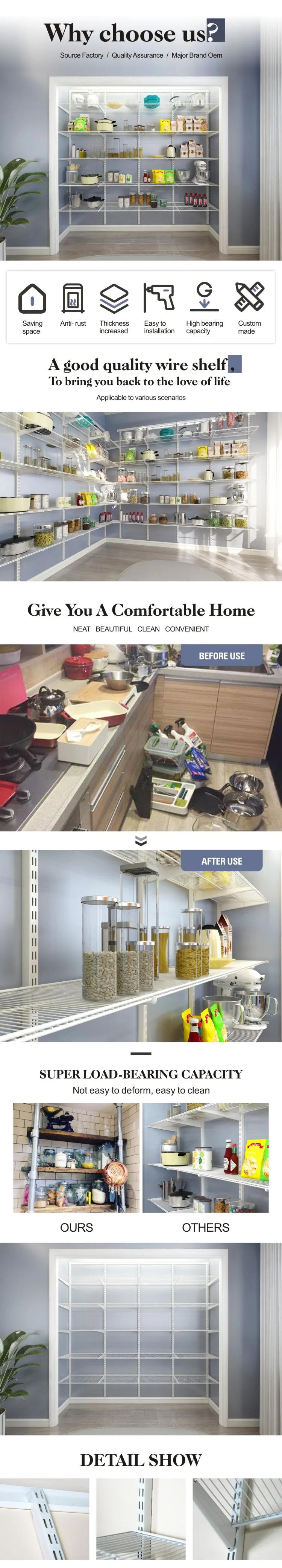 Wire Shelving Organizer for Kitchen & Balcony Storage
