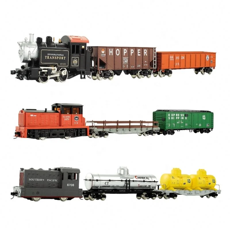 Jouet De Train à Vapeur Rétro – Bleu – PP – Locomotive + 3 Wagons – Fonction Recul – Décoration Ou Jeu