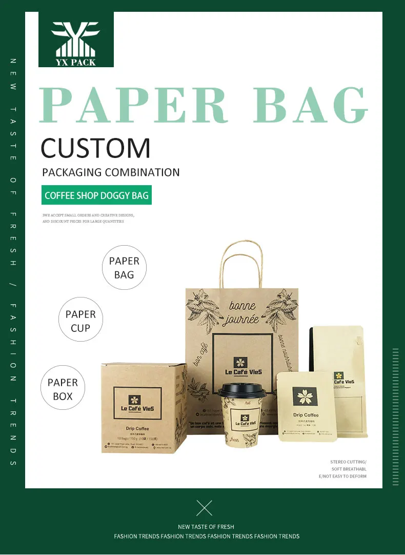 Source Coffee Shop Takeout Packaging Paper Coffee Cups Custom Logo Paper Bag  on m.