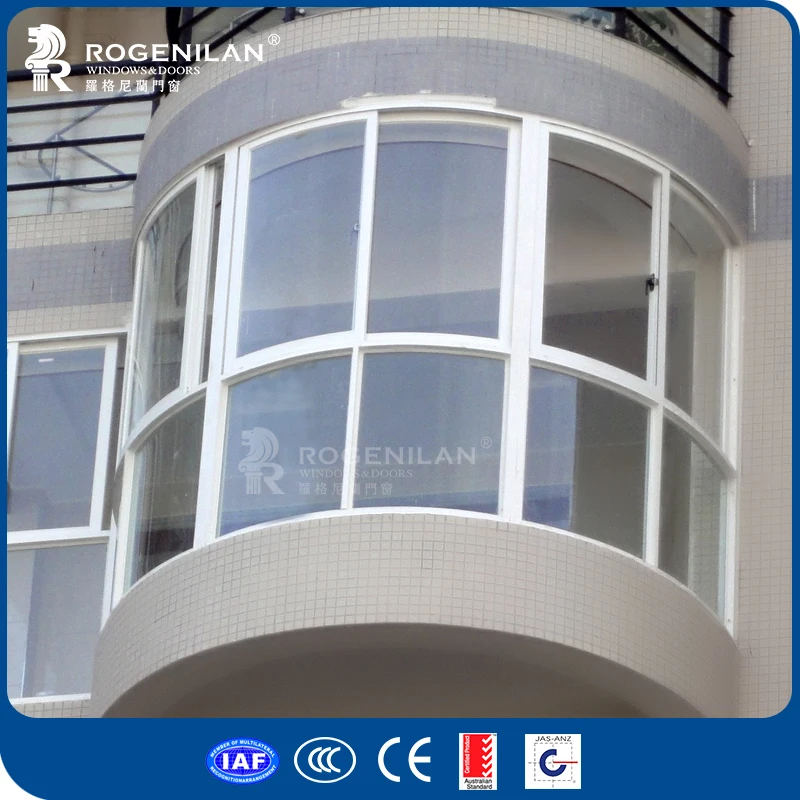 ROGENILAN Sell European Bay Window White Aluminum Frame French Lattice Strip Double Glazed Thermal Insulated Casement Windows