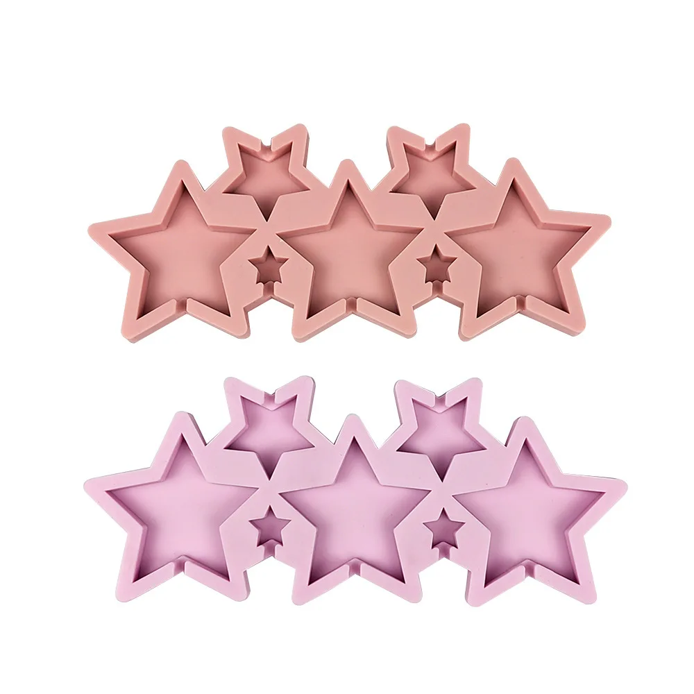 Silicone Eco-Friendly Candy Mold Six Connected Round Sheet Six Holes Heart Size Star Shape Russian Lollipop manufacture
