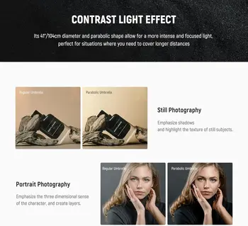 NEEWER 41"/104cm Parabolic Reflective Umbrella Photography with Silver Inner for Camera Photo Studio Video Light detail image